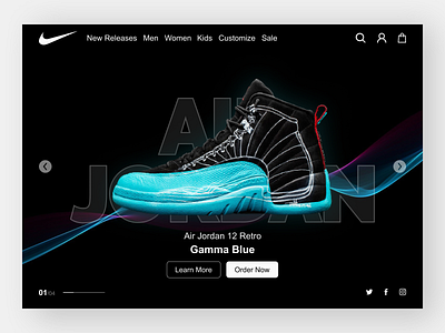 Air Jordan 12 Retro "Gamma Blue" air jordan app branding clean color dark logo minimal nike product shoe simple sneakers sport ui ui design web web design