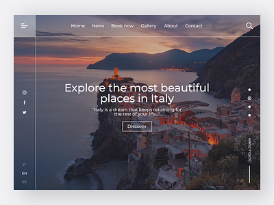 Discover Italy | Landing Page adventure clean design discover interface italy landing page modern simple tourism travel app ui web web design
