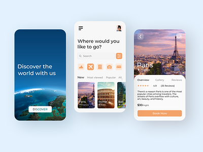 Travel App adventure app app concept booking clean design mobile app mobile ui modern service tour tourism travel trip ui