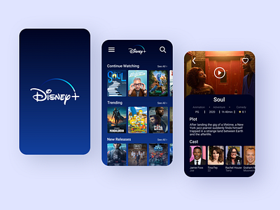 Disney+ app branding clean design disney figma gradient mobile app movies play player stream tv tv shows ui ui design ux