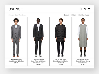 Ssense app app design brand design ecommerce ecommerce app fashion lookbook product shopping ssense store ui ui design web web design white