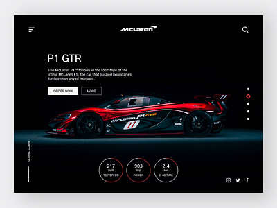McLaren P1 GTR black brand car clean dark design figma logo mclaren modern p1 red simple ui ui design web web design website