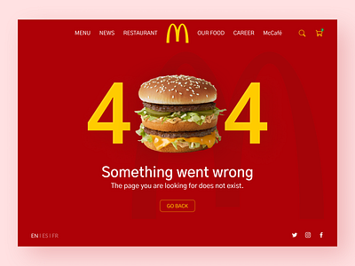 McDonald's | 404 Page 404 404 page app clean concept design figma food interface mcdonalds not found red simple ui ui design ux web