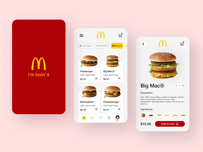McDonald's | Mobile App app app design big mac branding clean concept design fast food food food app interface logo mcdonalds mobile mobile app design payment simple ui ui design ux