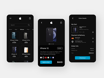 Apple app app design apple branding clean concept dark design ecommerce iphone mobile mobile app design order payment product store ui ui9 design ux