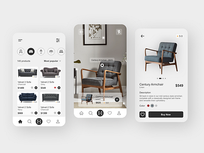 Furniture Store | Mobile App app chair clean concept design ecommerce furniture furniture store minimal mobile mobile app mobile app design mobile ui modern online store product shopping ui ui design ux