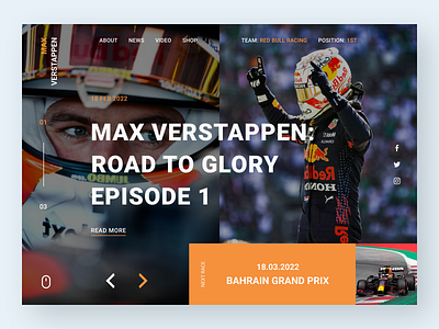 Max Verstappen | F1 app colors concept design design entertainment f1 figma formula 1 interface max verstappen sport ui ui design ux web web design