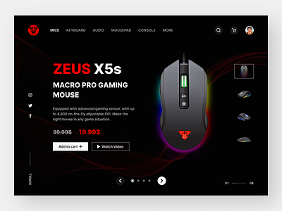 Zeus X5s app branding clean concept design design ecommerce figma gaming interface logo online store product store texh ui ui design ux web web design zeus