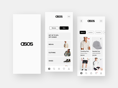 Asos | Mobile App app asos brand clean clothing concept design design ecommerce fashion figma interface logo mobile online store product shopping store ui ui design ux