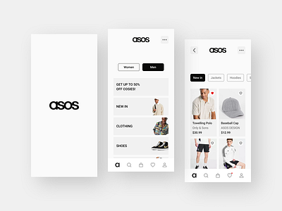 Asos | Mobile App app asos brand clean clothing concept design design ecommerce fashion figma interface logo mobile online store product shopping store ui ui design ux