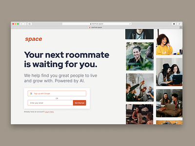 space™ - roommate finder app branding home page landing landing page roommate ux web web design