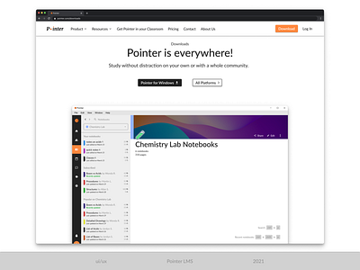 Pointer LMS - Downloads Page desktop desktop app downloads downloads page lms notes notetaking pointer ui ux web design