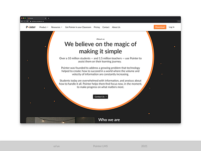 Pointer LMS - About us Page about us lms notes notetaking pointer ui ux web design