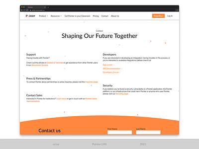 Pointer LMS - Contact us Page contact us lms notes notetaking pointer ui ui design ux ux design web design