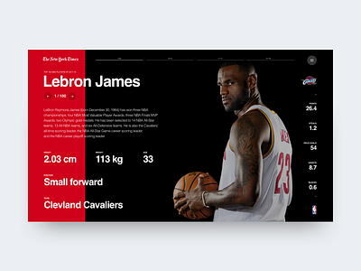NBA power ranking: player's page basketball data design interface lebron james nba rank stats table typography ui ux