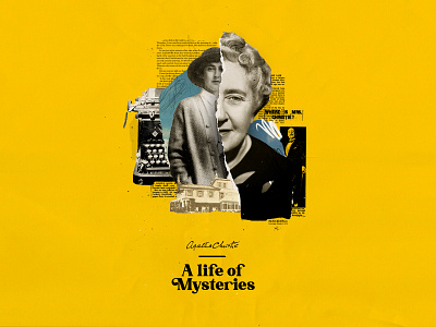 Agatha Christie bw collage collage art collage digital collage maker collageart collages crime design editorial editorial art editorial design graphic illustration papercut typo typography vintage design yellow