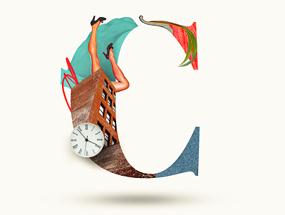 C 36daysoftype c clock collage collage art collage digital collage maker collageart collages colors graphic graphic design illustration legs letters photoshop teal typo typography typography art