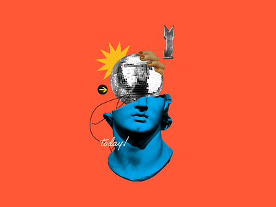 (Fun) Today! abstract collage collage art collage digital collage maker collageart design disco discoball graphic graphicdesign hand illustration mirrors nails orange script statue surrealism typography