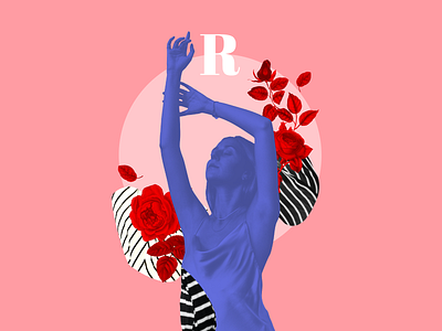 R collage collage art collage digital collage maker collageart design flowers girl graphic graphic design graphicdesign illustration lady minimal modern pink pop red roses woman