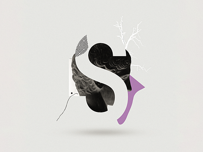 S 36days 36daysoftype black bw collage collage art collage digital collage maker collageart design graphic graphicdesign illustration letter lettering minimal modern statue type typo