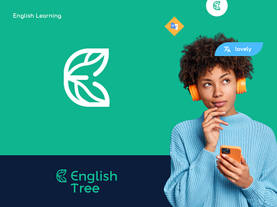 English Learning App Logo app logo branding concept creative design english learning graphic design language learning learning logo logo design