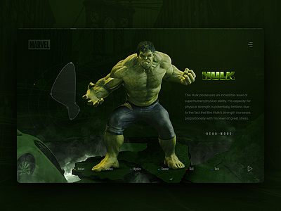 Hulk (Marvel) card comics concept creative design hulk infinity war infographics inspiration marvel ui web