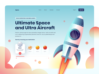 Ultimate Space and Ultra Aircraft Hero Exploration aircraft debut debute design flat flatillustration hero icon illustration illustrator minimal rocket space ui vector web website