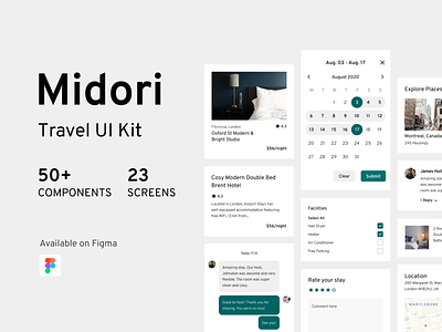 Midori Travel UI Kit app block blocks components design mobile template travel travel app ui design uidesign uikit ux