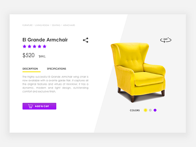 Daily Ui #012 E-commerce Page armchair e commerce web yellow