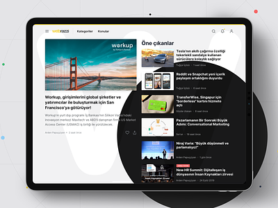 Webrazzi Website Design - Post Detail Pages article blog dark mode design detail page gallery home page landing page ui ux website