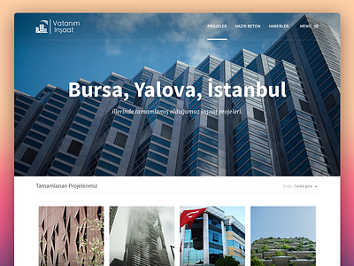 Vatanım İnşaat - Projects Screen blocks blog construction hamburger menu projects ui ux