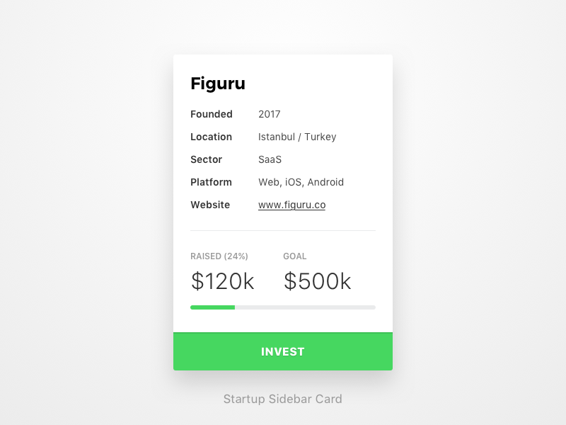 Startup sidebar card