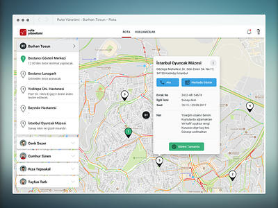 A simple route management web application app list location management map route ui ux web application