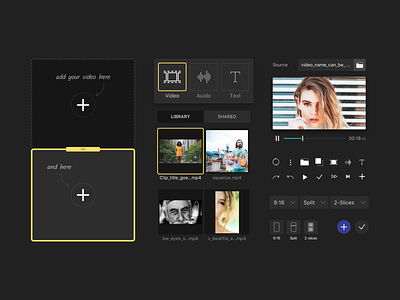 Video editing web app elements [2] design dropdown icon player sketch ui ux video editing web app webapp website