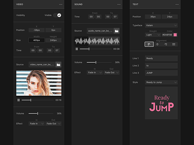 Video Editor - Sidebars app audio editor icon input player sidebar sketch sound ui ux video video app web app