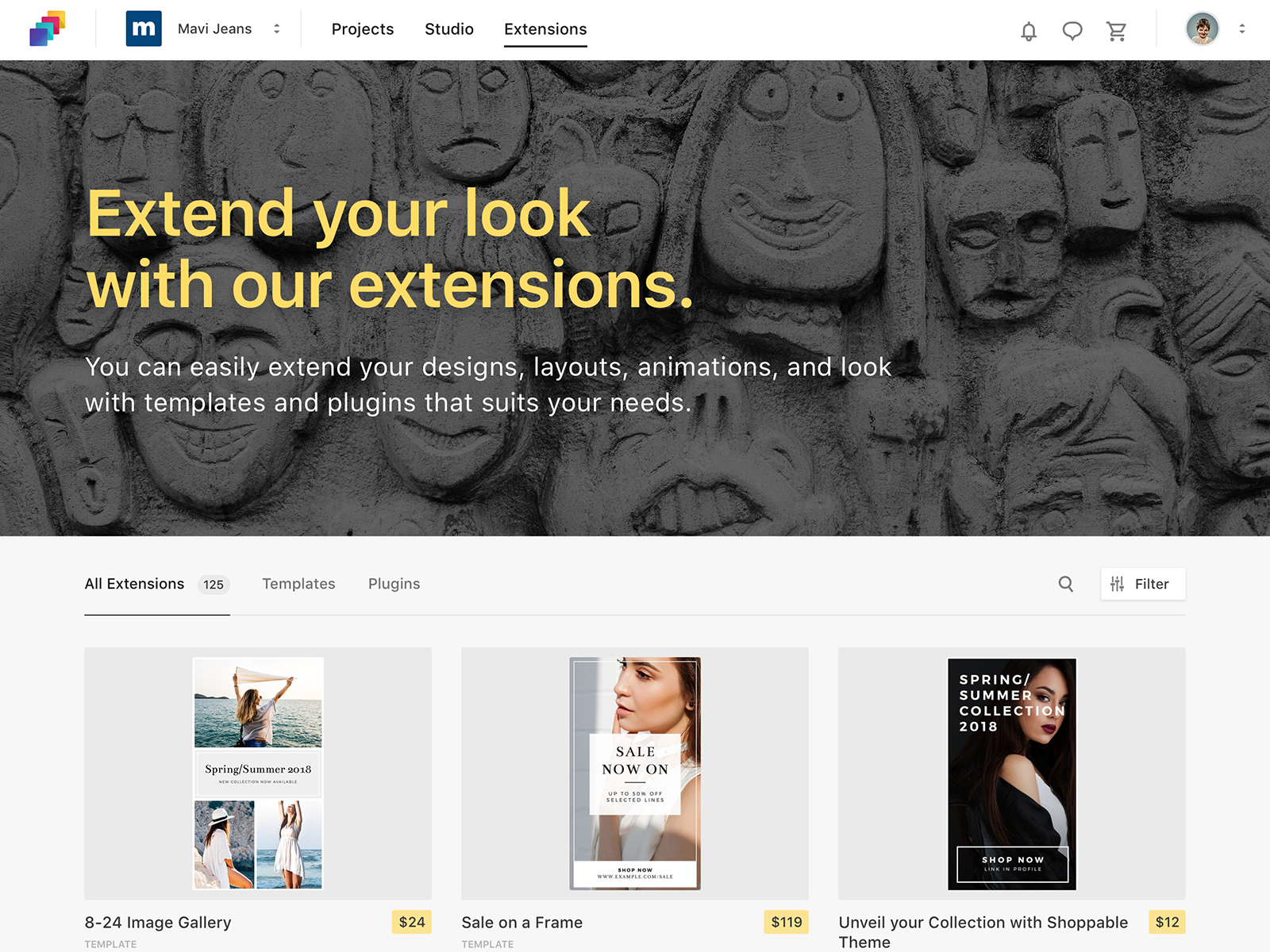 Extensions Marketplace Grid for Studio by Ersin Çelik for Anamorfoz on