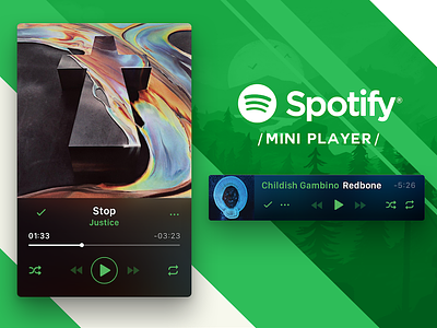 Spotify Mini Player finished concept app brand concept mac macos marketing mockup music player sketch spotify ui