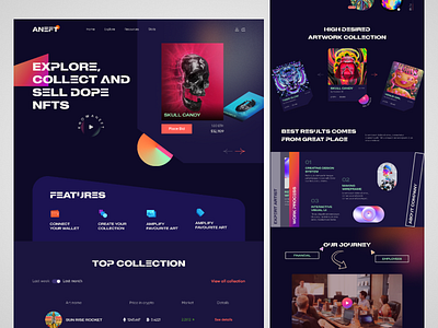 NFT Art Marketplace website design 3d bitcoin crypto cryptoart darktheme design ethereum landing page landing page design marketplace nft nft 3d nft art nft marketplace nft website token ui design uiux web design website