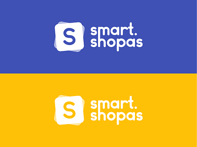 Smartshopas Logo blue brand branding icon icon logo logo logotype s logo smart smart logo typography yellow