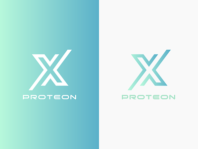 Proteon X Logo blue brand branding gradient green logo logotype protein proteon x turquoise typography x logo