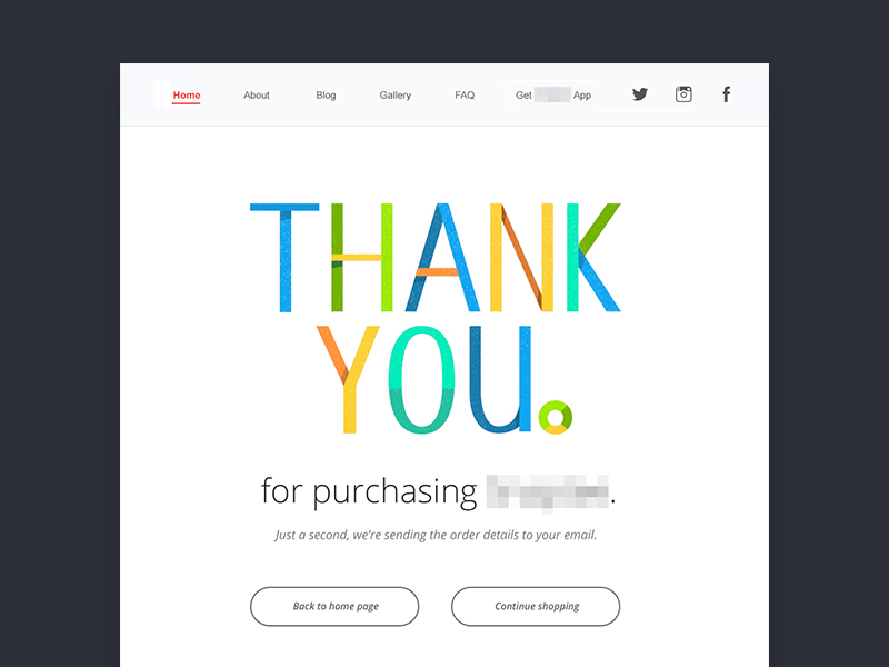 Thank you page design by Joseph Liu on Dribbble