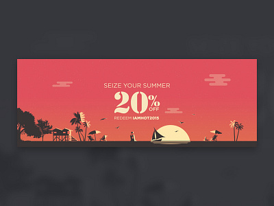 Summer Campaign Poster beach boat campaign sailing summer sun sunset umbrellar