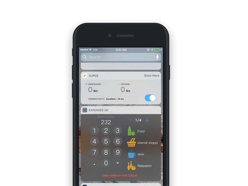 Surge iOS 10 Widget Design