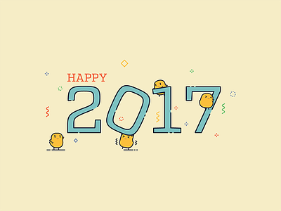Happy 2017! 2017 celebration chick illustration new rooster year