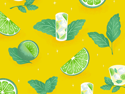 Mojito o'clock citrus cocktail fresh fruit illustration mojito pattern