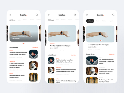 Bacha - News App UI Kit