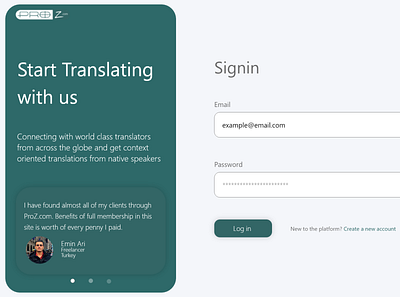 Proz.com Signin concept branding ui web web design