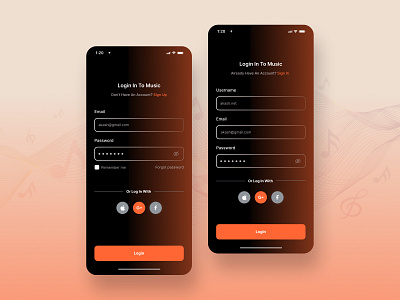 Music App UI Design app design app ui event mobile app mobile application music music app sign in sign up ui ui design ux design