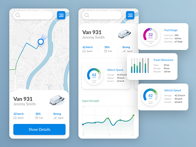 Vehicle Tracking App app app design application design gps tracking interface map mobile mobile ui mockup ui uidesign vehicle tracking