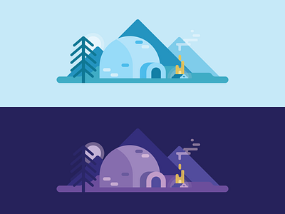 Igloo Night Scene Illustration